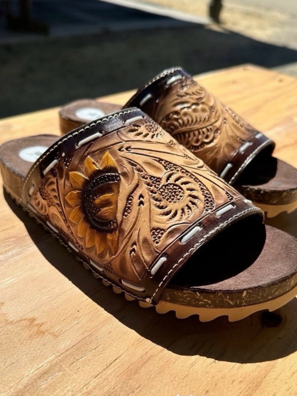 Rock’em Handcrafted Brown Leather Women’s Leather Slide